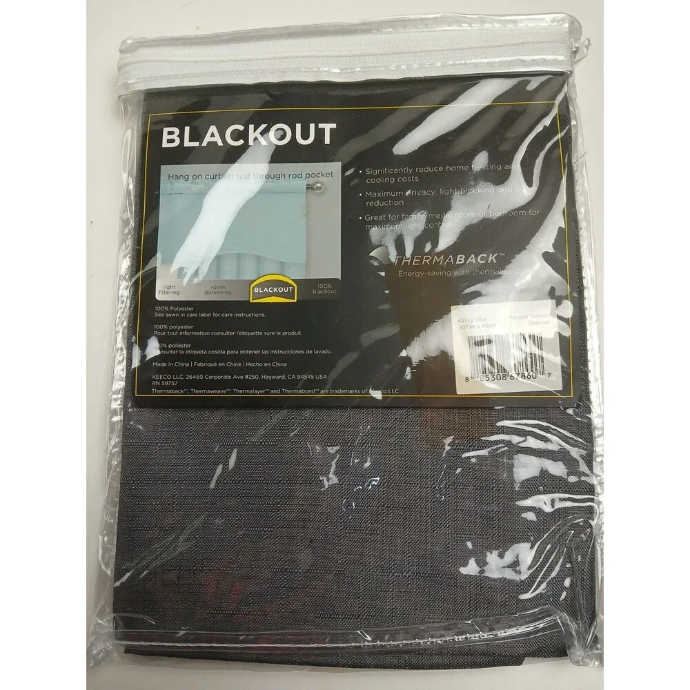 NEW Eclipse Blackout 42 x 18 Tab Top single curtain panel 'Charcoal' #CT21